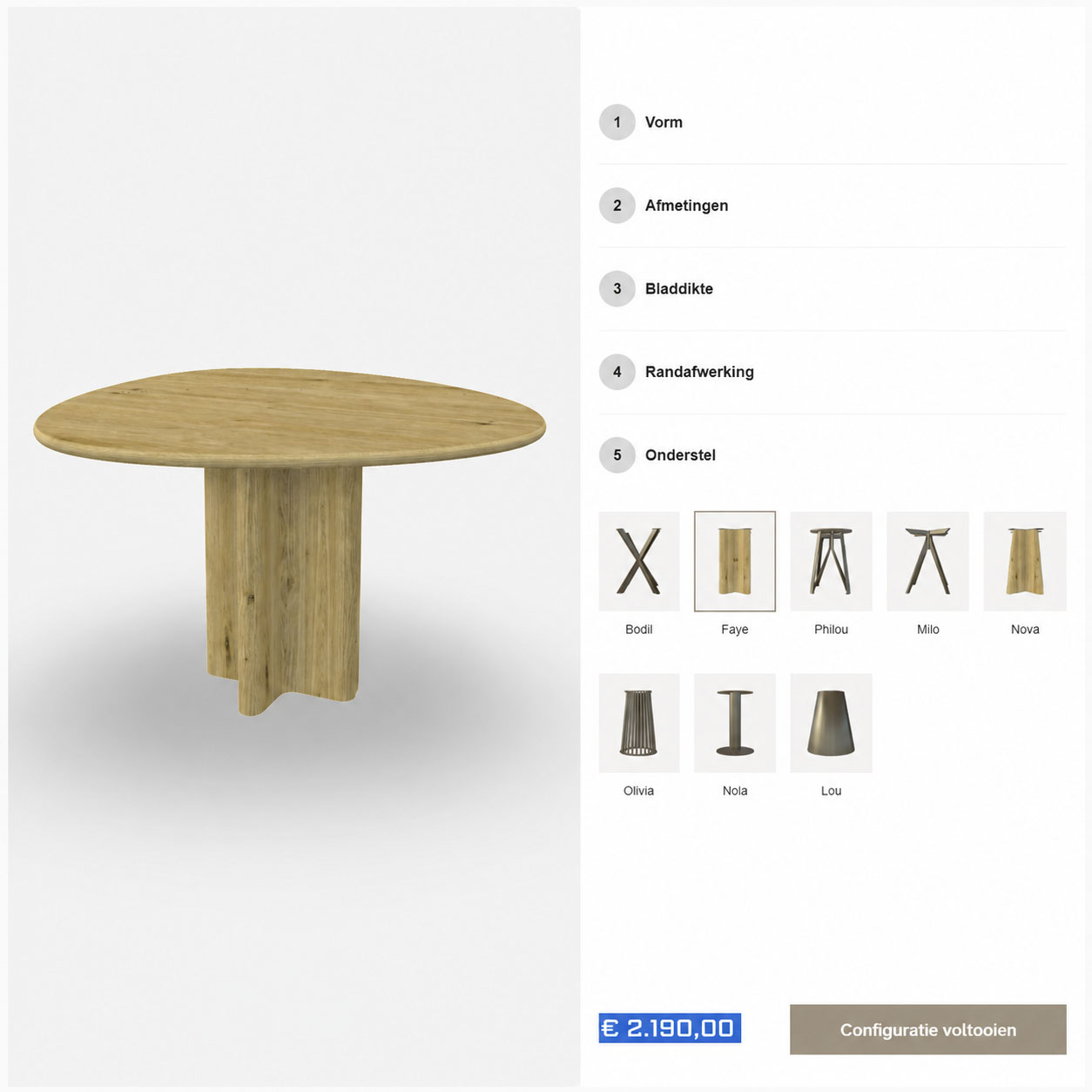 Vermeer 3D-tafelconfigurator